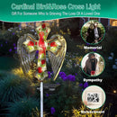 YJFWAL Cardinal Bird&Rose Cross Garden Stake Light, Solar Glass Cross for Cemetery Grave, Jesus Cross Angel Wings Sympathy Memorial Gifts, Halloween Christmas Garden Lawn Yard Patio Decor by GreenHaven Gardens