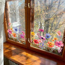 Colorful Flower Garden Window Clings, Wildflower Grass Lily Peony Poppy Floral Window Decals by CozyNest Decor