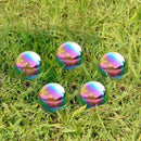 Nerien Gazing Ball, 2 Inch Stainless Steel Garden Mirror Globe, Polished Ornament Sphere, Hollow Floating Reflective Hemisphere, for Home Outdoor Pond Housewarming Swimming Decoration, Rainbow, 5pcs by GreenHaven Gardens