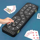 Cribbage Board Game Set 3 Tracks, 2 Storage Area, with 9 Metal Pegs,2 Decks of Playing Cards and Instruction, Wooden Travel Portable Cribbage Game Sets by TinyTreasures Baby Boutique