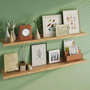 Floating Picture Ledge Shelves 48 Inch Solid Oak Wood Set of 2, Rustic Wall Storage Shelves with Lip, Kids Bookshelf, Photo & Picture Ledge Shelves for Bedroom, Living Room, Kitchen by CozyNest Decor