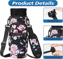 32 40 oz Water Bottle Carrier with Strap, Neoprene Water Bottle Sleeve Bag with 2 Pockets Insulated Flask Sling Holder for Walking Hiking Gym by TinyTreasures Baby Boutique