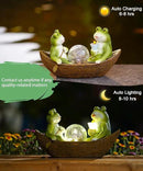 Solar Frogs Boating Statue Garden Decor: Outdoor Sculpture Lights Decorations Art Ornament Yard Lawn Backyard - Ideal Gifts for Women Mom Grandma by CozyNest Decor