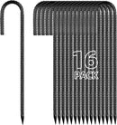 12 Inch Rebar Stakes J Hook Ground Stakes 16-Pack Heavy Duty Galvanized Chain Link Fence Stakes Metal Tent Stakes for Outdoor Lawn Decorations Inflatables Canopy Swing Set by CozyNest Decor