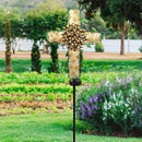 38inch Solar Cross Garden Lights Outdoor Decorative - Solar Metal&Glass Cross Apricot Hydrangea Flower Stake Lights- Waterproof 20 White LED for Remembrance Gifts & Sympathy Gifts by GreenHaven Gardens