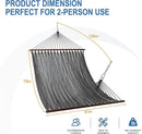 Lazy Daze Hammocks 10.5 FT Double 2 Person Caribbean Rope Hammock, Hand Woven Polyester Hammock with Spreader Bars, for Outside Outdoor Backyard Patio Poolside,450 LBS Capacity, Gray by GreenHaven Gardens