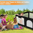 Foldable Baby Playpen with Gate, Extra Large Collapsible Play Yard for Babies & Toddlers, Portable Travel Play Pen with Fence, Safe Activity Center for Indoor & Outdoor Use (51"×51" Black) by TinyTreasures Baby Boutique