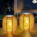 HPC Decor 2 PK Solar Lanterns-Outdoor Solar Lanterns Waterproof, Rattan Solar Lights, Hanging Solar Lanterns Outdoor,Solar Lamp Lights,Decoration Lights for Garden,Patio,Porch,Trees,Pathway,Outside. by GreenHaven Gardens
