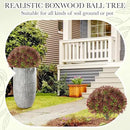 Yunlly 2 Pack 18" Artificial Boxwood Ball Bush Topiary Trees Fake Outdoor Plants, Realistic UV Resistance Faux Shrubs with Spike Greenery Topiary for Front Porch Garden Yard Patio Indoor (Dark Red) by GreenHaven Gardens
