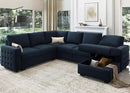 HONBAY Sectional Sleeper Sofa with Pull Out Bed U-Shape Sectional Couch Sleeper Bed with Storage Chaise Lounge Living Room 6 Seater Sectional Sofa Bed,Velvet Dark Blue by CozyNest Decor