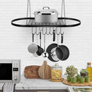 Sorbus® Pot and Pan Rack for Ceiling with Hooks — Decorative Oval Mounted Storage Rack — Multi-Purpose Organizer for Home, Restaurant, Kitchen Cookware, Utensils, Books, Household (Hanging Black) by CozyNest Decor