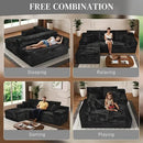 Modular Sectional Sofa Cloud Sectional Couch, 107" Comfy Fluffy L Shaped Light Black Couches for Living Room, Deep Seat Memory Foam Corduroy Boneless Couch Sectionals with Right Facing Chaise Sofa by CozyNest Decor