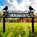 Personalized Metal Garden Name Sign with Flowers and Birds, Custom Yard Sign with Stake by CozyNest Decor