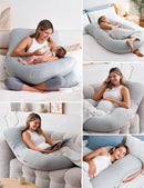 Momcozy Pregnancy Pillows with Cooling Cover, U-Shaped Full Body Maternity Pillow for Side Sleepers 57 Inch - Support for Back, Hip, Belly, Legs for Pregnant Women by TinyTreasures Baby Boutique