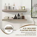 24 Inch Floating Shelves, 3D Textured Wood Grain, 24"x9.25"x1.5" Inch Deep Floating Shelves for Wall, Wooden Shelves for Bathroom, Bedroom, Living Room, Vintage Gray Oak by CozyNest Decor