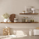 Wall Shelf Set of 2, Rustic Brown Floating Shelves 24 in W x 10 in D x 1 in H, Wooden Floating Wall Shelf with Invisible Brackets for Living Room/Bedroom/Bathroom/Kitchen Storage and Decor by CozyNest Decor