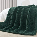Carriediosa Chunky Knit Throw Blanket 60" X 80" Twin, 100% Hand Made Large Chenille Loop Yarn Soft Fluffy Throws for Couch Sofa Bed, Big Crochet Cozy Heavy Thick Cable Woven Blankets, Dark Green by CozyNest Decor