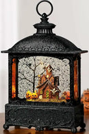 Halloween Snow Globe Lantern Ghost Snow Globe Halloween Decorations for Home Haunted House Pumpkin Ghost Tree Crow Rip Dancing Bats with Timer, USB and Battery Powered 12 inch by CozyNest Decor