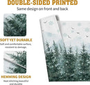 Winter Pine Tree Snowflake Placemats Set of 4 Christmas Snow Green Forest Place Mat 12x18 Inch Seasonal Xmas Holiday Rustic Nature Washable Fabric Table Mats for Farmhouse Kitchen Dining Decoration by CozyNest Decor