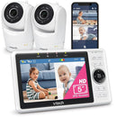 VTech 2-Cameras Smart WiFi Baby Monitor with 1080p FHD Camera and 5" HD IPS Screen, Free App with Motion Video, Sound/Motion Detection and Notifications, Split-Screen, Pan-Tilt-Zoom: VM901-2HD by TinyTreasures Baby Boutique