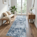 Runner Rug for Hallways Kitchen 2'6"x8' Washable, Non Slip Carpet 8ft Area Rugs Entryway Rubber Backed 8 Feet Neutral Abstract Modern Low Pile Indoor Blue Grey by TinyTreasures Baby Boutique