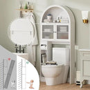 Over The Toilet Storage Cabinet, 31''W Arched Space-Saving Bathroom Organizer with Adjustable Shelf and Acrylic Doors, Freestanding Over Toilet Cabinet for Bathroom, Laundry, Restroom (White) by CozyNest Decor
