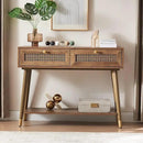 Narrow Sofa Table with Two Drawers and Shelf, Modern Style Wooden Console Table for Living Room, Entryway, Hallway, Rustic Oak by CozyNest Decor