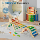 BlueWood 10-in-1 Pikler Triangle Set, Toddler Climbing Toys Indoor, Montessori Climber, Baby Jungle Gyms with Arch, Extra Rope Ladder & Footprint Balance Beam - Neon Aurora by TinyTreasures Baby Boutique