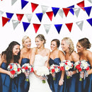 Red Blue Silver Party Decorations Metallic Fabric Triangle Pennant Banner Flag Bunting Garland for Graduations 4th of July American USA National Day Patriotic Veterans Birthday Outdoor Party Supplies by GreenHaven Gardens