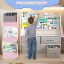 NACHES Kids Bookshelf and Toy Storage Bins, Children Bookcase Toddler Book Display Cabinet with 5 Toy Organizer Boxes for Playroom,Reading Room,Toddler Room,Nursery,Classroom by CozyNest Decor
