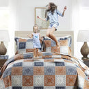 NEWLAKE Quilt Bedspread Sets-Color Block Pattern Reversible Coverlet Set,Queen Size by CozyNest Decor