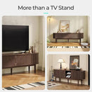 LINSY HOME Fluted TV Stand for 75" TV, Mid-Century Modern 70" Entertainment Center with Sliding Tambour Door and Storage Cabinet, Cruved TV Media Console Table for Living Room, Bedroom, Walnut by CozyNest Decor