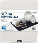 S&T INC. Dish Drying Mat XL, 18” x 24”, Absorbent Microfiber Kitchen Counter Mat, Dish Drying Pad for Dishes, Utensils, Pots and Pans, Extra Large, Cream by CozyNest Decor