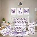 Personalized Baby Bedding Set, 5 Pcs Custom Toddlers Bedding Set with Infant Name, Soft Double Layer Nursery Crib Set for Girls Boys, Customized Infants Gifts for Baby Shower, Purple Butterfly by TinyTreasures Baby Boutique