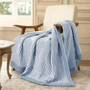 Amélie Home Chenille Knit Throw Blanket for Couch, Checkered Texture Decorative Soft Blanket for Sofa, Bed & Living Room, 50"x60", Blue & White by CozyNest Decor