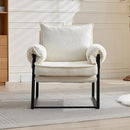 YISHENG Accent Chair with 6-Angle Adjustable Backrest, Chenille Fabric Living Room Chair Upholstered Lounge Chair, Modern Chair Cozy Reclining Chair for Reading Room, 1PC White by CozyNest Decor
