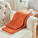 CozeCube Check Knit Throw Blanket, Rust Orange Checkered Throw for Couch, Decorative Christmas Soft Cozy Warm Knitted Blanket for Bed Sofa Living Room, 50"X60" by CozyNest Decor