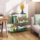 Clear Bookshelf, Acrylic Bookcase with Open Book Shelf Console Table for Entryway Office (3 Tier Green) by CozyNest Decor