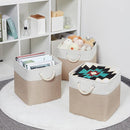 Bidtakay Fabric Storage Baskets for Organizing Beige 13 Inch Collapsible Square Baskets 3 Pack Organization Bins Large Cube Storage Bins Closet Baskets for Shelves Clothes by TinyTreasures Baby Boutique