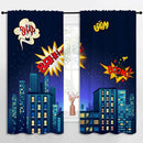 Superhero Rod Pocket Blackout Curtains for Boy Girl Bedroom, Cartoon Skyline Buildings Cityscape Thermal Insulated Home Window Drapes for Living Room Darkening, 55x63 inch by TinyTreasures Baby Boutique