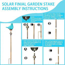 Decorative Solar Lights, Outdoor Solar Bird Stake Lights, Hand Blown Glass Decorative Garden Pathway Lights Outdoor Waterproof Glass Stakes (Light Blue) by GreenHaven Gardens
