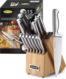 McCook® Knife Sets,German Stainless Steel Knife Block Sets with Built-in Sharpener by CozyNest Decor