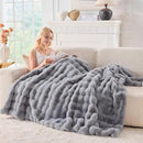 BENVWE Fluffy Faux Fur Throw Blanket for Couch, Soft Plush Thick Cozy Fuzzy Luxury Minky Bubble Blanket for Home Living Room Decor Gift for Women, Light Grey, 51" x 63", 1100GSM by CozyNest Decor
