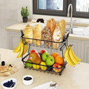 ANTOPY 2 Tier Fruit Basket with 2 Banana Hangers, Countertop Fruit Vegetable Basket Bowl for Kitchen Counter Metal Wire Fruits Storage Stand Holder Organizer for Bread Snack Veggies Produce by CozyNest Decor