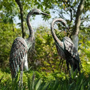 Kircust Garden Crane Statues, Standing Metal Patina Heron Decoy Outdoor Statue, 42-46 Inch Bird Yard Art for Patio Lawn Pond, Set of 2 by GreenHaven Gardens