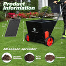 Suchtale Upgrade Push Lawn Spreader for Compost & Peat Moss, Organic Fertilizer Applicator with Rotating Blades, Adjustable Rate Metal Mesh Basket Topdresser by GreenHaven Gardens
