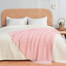 inhand Knitted Gift Throw Blankets for Couch and Bed,Valentines Day Decor Blanket for Her Him Girlfriend Wife, Pink Romatic Lightweight Decorative with Tassel, Farmhouse Warm Woven for Women, 60"x80" by CozyNest Decor