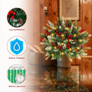 2 Pack Lighted Artificial Christmas Urn Filler, Battery Operated Pre-lit Xmas Pine Trees, Tripod Stake and 60 LED Lights, Holiday Porch Decorations for Porch, Yard, Garden, Flower Beds（Warm White） by CozyNest Decor