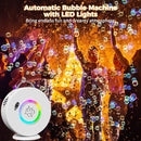 Bubble Machine Automatic LED Lights Bubble Blower for Kids Rechargeable Portable Bubble Maker Auto Rotating 90°/360° Outdoor Birthday Party Wedding (Led White) by TinyTreasures Baby Boutique