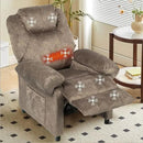 KCREAM Massage Recliner Chair with Heat,Overstuffed Fabric Recliner Chairs with Heating,Small Recliner for Living Room Bedroom, Manual Reclining Single Sofa Recliners Lounge Chair for Adult,Brown by CozyNest Decor